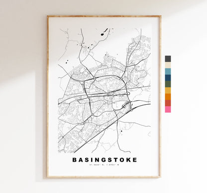 Basingstoke Map Print - Minimalist City Map Poster - Map Art - UK - Basingstoke Print - Basingstoke Poster - Different Colours Available