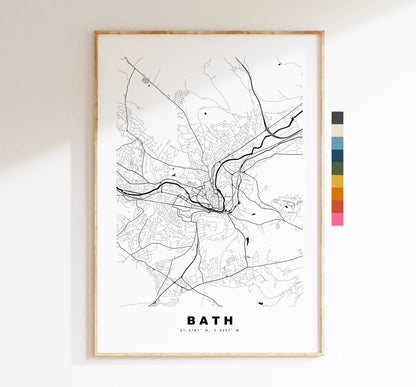 Bath Map Print - Minimalist City Map Poster - Map Wall Art - UK - Bath Print - Bath Poster - Different Colours Available