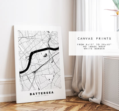 Battersea Map Print - Minimalist City Map Poster - Map Wall Art - UK - Battersea Print - Battersea Poster - Different Colours Available