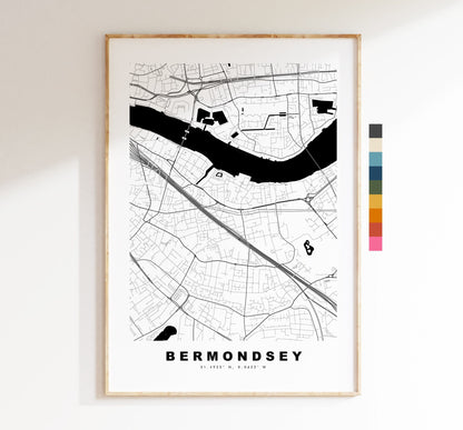 Bermondsey Map Print - Minimalist City Map Poster - Map Wall Art - UK - Bermondsey Print - Bermondsey Poster - Different Colours Available