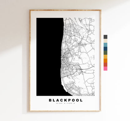 Blackpool Map Print - Minimalist City Map Poster - Map Wall Art - UK - Blackpool Print - Blackpool Poster - Different Colours Available