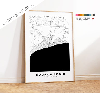 Bognor Regis Map Print - Minimalist City Map Poster - Map Wall Art - UK - Bognor Print - Bognor Regis Poster - Different Colours Available