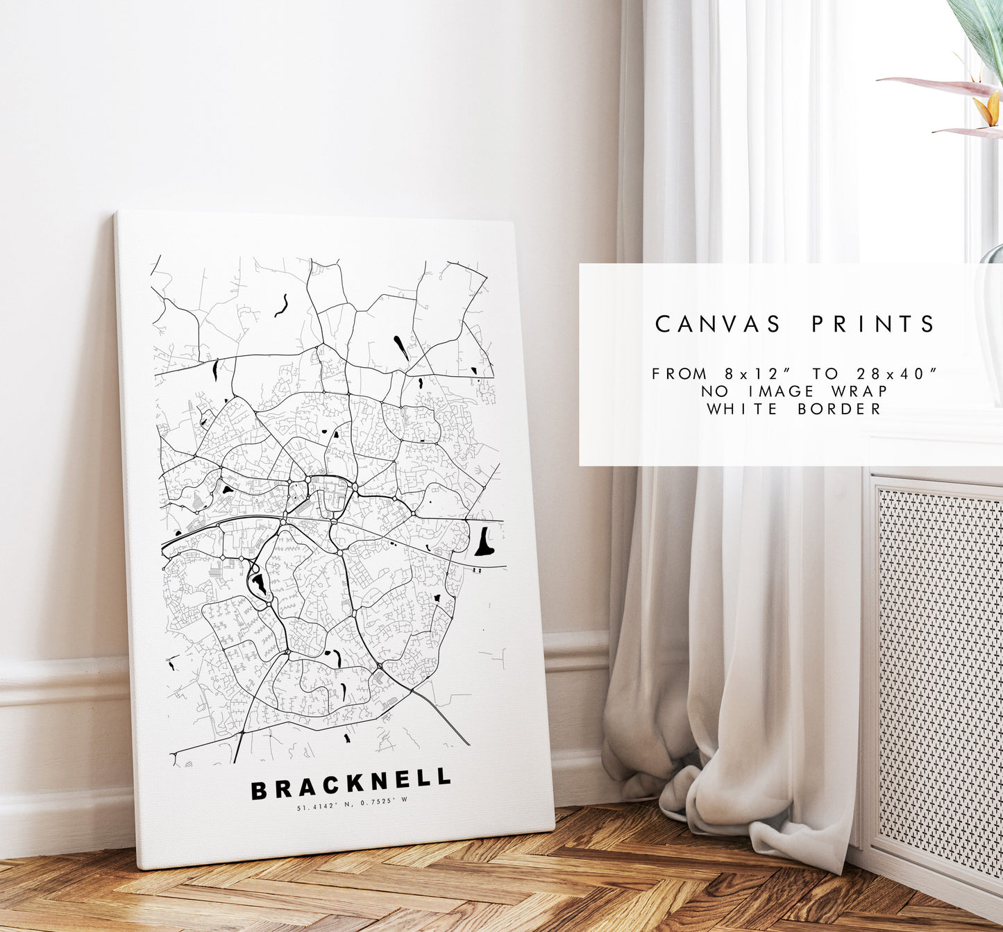 Bracknell Map Print - Minimalist City Map Poster - Map Wall Art - UK - Bracknell Print - Bracknell Poster - Different Colours Available