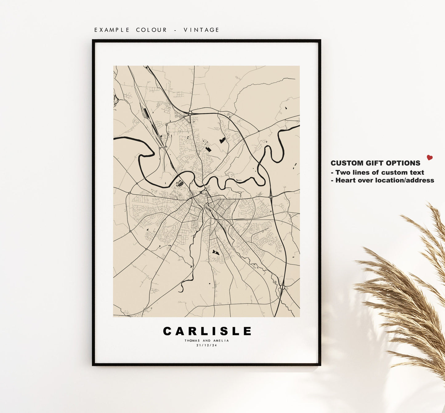 Carlisle Map Print - Minimalist City Map Poster - Map Wall Art - UK - Carlisle Print - Carlisle Poster - Different Colours Available