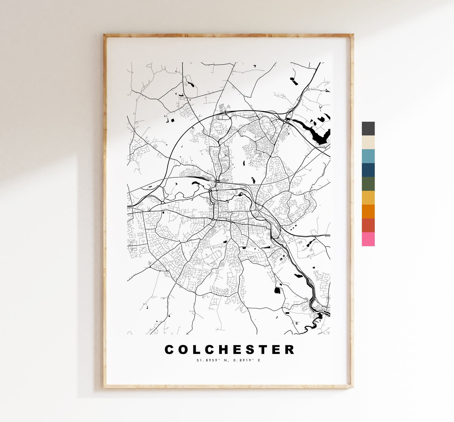 Colchester Map Print - Minimalist City Map Poster - Map Wall Art - UK - Colchester Print - Colchester Poster - Different Colours Available