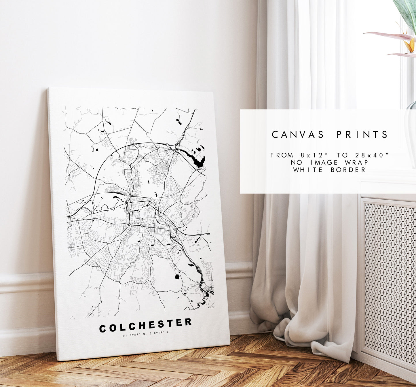 Colchester Map Print - Minimalist City Map Poster - Map Wall Art - UK - Colchester Print - Colchester Poster - Different Colours Available