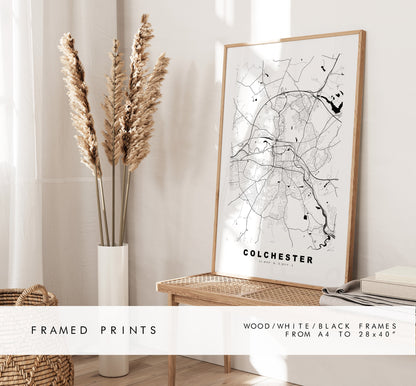 Colchester Map Print - Minimalist City Map Poster - Map Wall Art - UK - Colchester Print - Colchester Poster - Different Colours Available