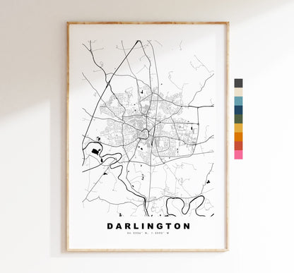 Darlington Map Print - Minimalist City Map Poster - Map Wall Art - UK - Darlington Print - Darlington Poster - Different Colours Available