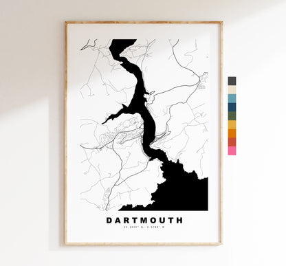 Dartmouth Map Print - Minimalist City Map Poster - Map Wall Art - UK - Dartmouth Print - Dartmouth Poster - Different Colours Available