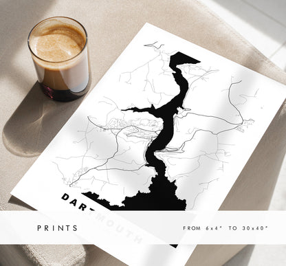 Dartmouth Map Print - Minimalist City Map Poster - Map Wall Art - UK - Dartmouth Print - Dartmouth Poster - Different Colours Available