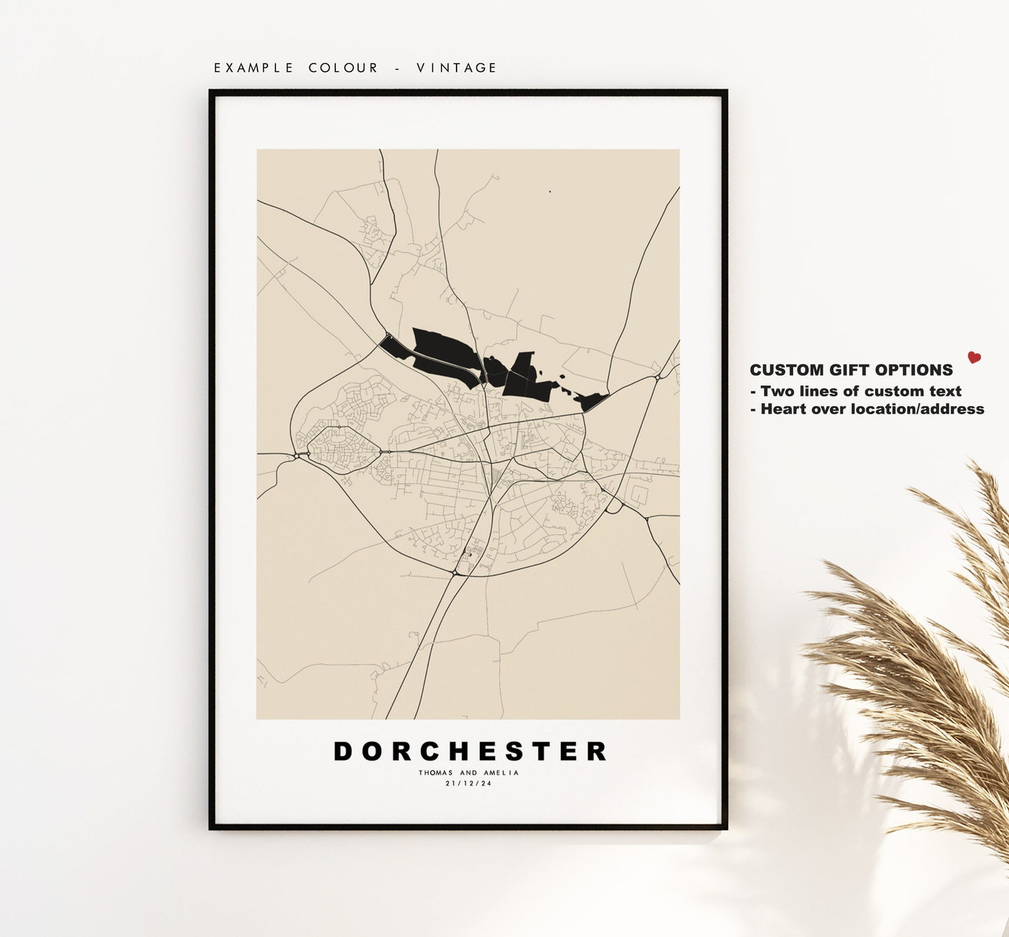 Dorchester Map Print - Minimalist City Map Poster - Map Wall Art - UK - Dorchester Print - Dorchester Poster - Different Colours Available