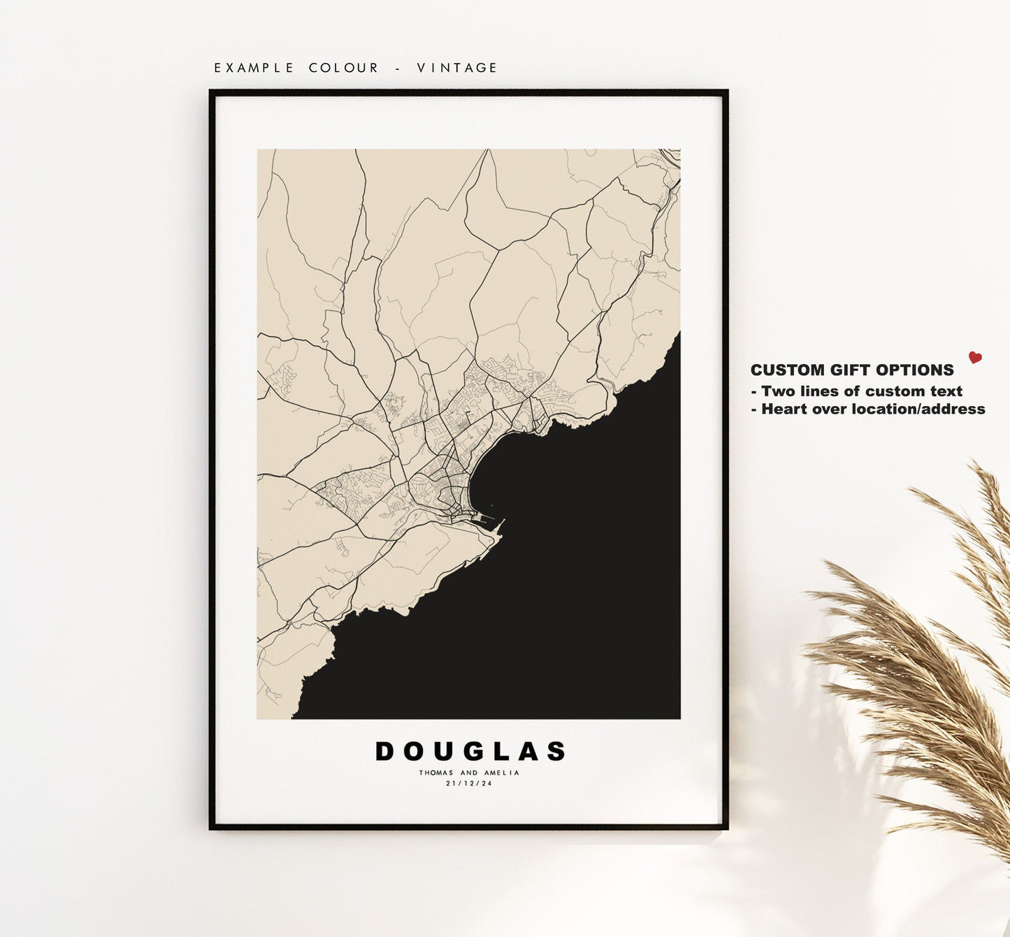 Douglas Map Print - Minimalist City Map Poster - Map Wall Art - Jersey - Douglas Print - Douglas Poster - Different Colours Available