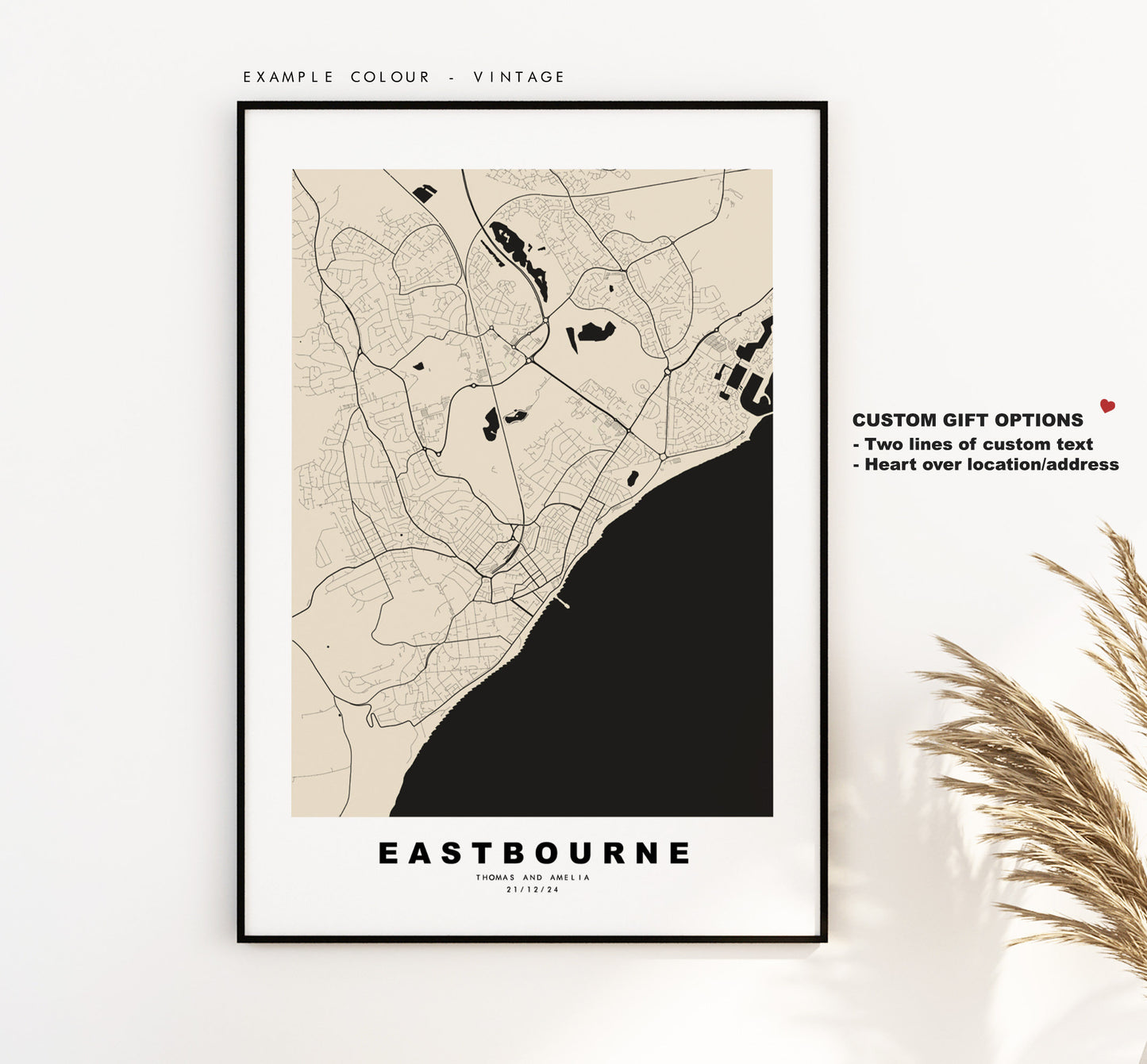 Eastbourne Map Print - Minimalist City Map Poster - Map Wall Art - UK - Eastbourne Print - Eastbourne Poster - Different Colours Available