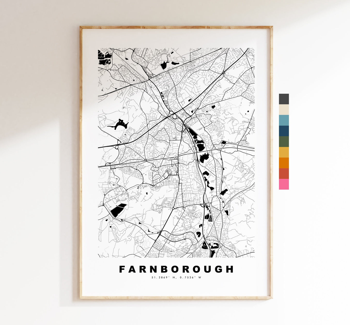 Farnborough Map Print - Minimalist City Map Poster - Map Art - UK - Farnborough Print - Farnborough Poster - Different Colours Available