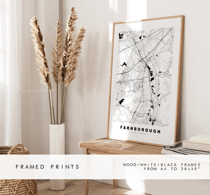 Farnborough Map Print - Minimalist City Map Poster - Map Art - UK - Farnborough Print - Farnborough Poster - Different Colours Available