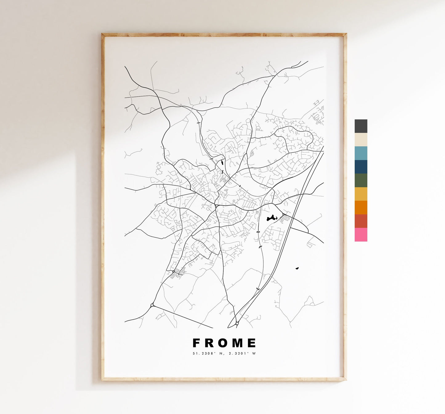 Frome Map Print - Minimalist City Map Poster - Map Wall Art - UK - Frome Print - Frome Poster - Different Colours Available