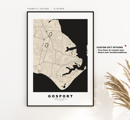 Gosport Map Print - Minimalist City Map Poster - Map Art - UK - Gosport Print - Gosport Poster - Different Colours Available