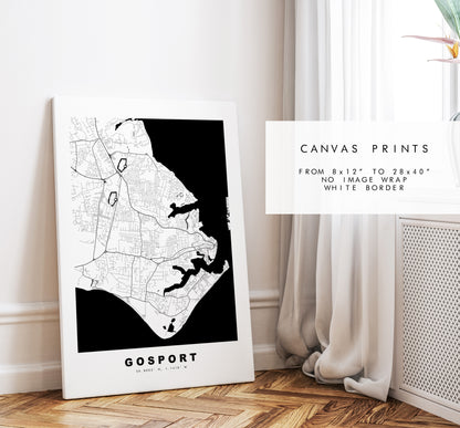 Gosport Map Print - Minimalist City Map Poster - Map Art - UK - Gosport Print - Gosport Poster - Different Colours Available