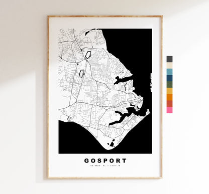 Gosport Map Print - Minimalist City Map Poster - Map Art - UK - Gosport Print - Gosport Poster - Different Colours Available