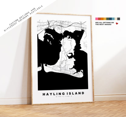 Hayling Island Map Print - Minimalist City Map Poster - Map Art - UK - Hayling Island Print - Hayling Poster - Different Colours Available