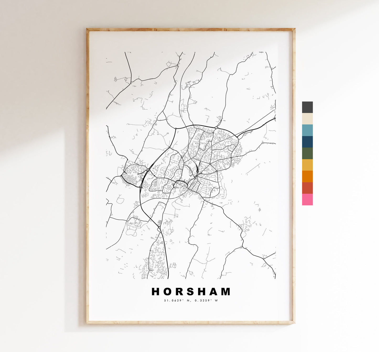 Horsham Map Print - Minimalist City Map Poster - Map Art - UK - Horsham Print - Horsham Poster - Different Colours Available