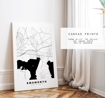 Emsworth Map Print - Minimalist City Map Poster - Map Art - UK - Emsworth Print - Emsworth Poster - Different Colours Available