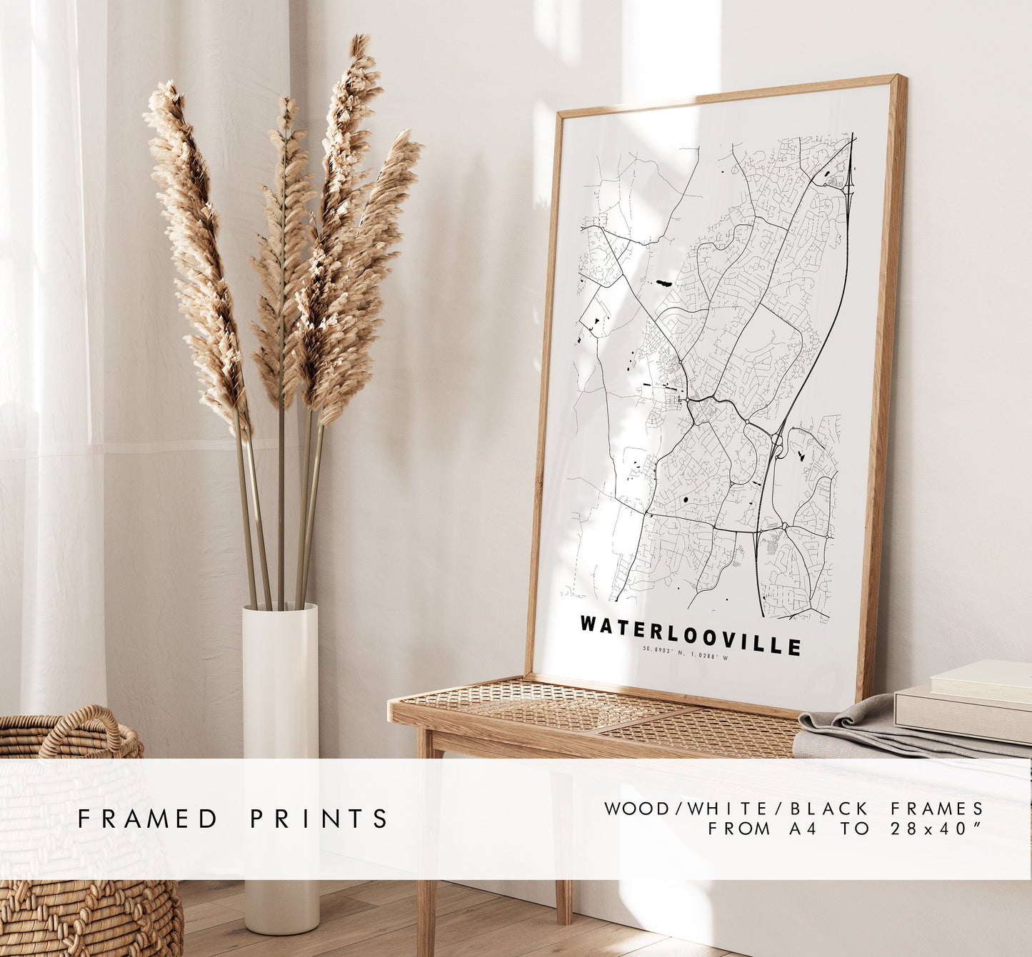 Waterlooville Map Print - Minimalist City Map Poster - Map Art - UK - Waterlooville - Waterlooville Poster - Different Colours Available