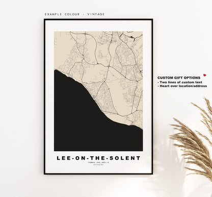 Lee on Solent Map Print - Minimalist City Map Poster - Map Art - UK - Lee on the Solent - Poster - Different Colours Available