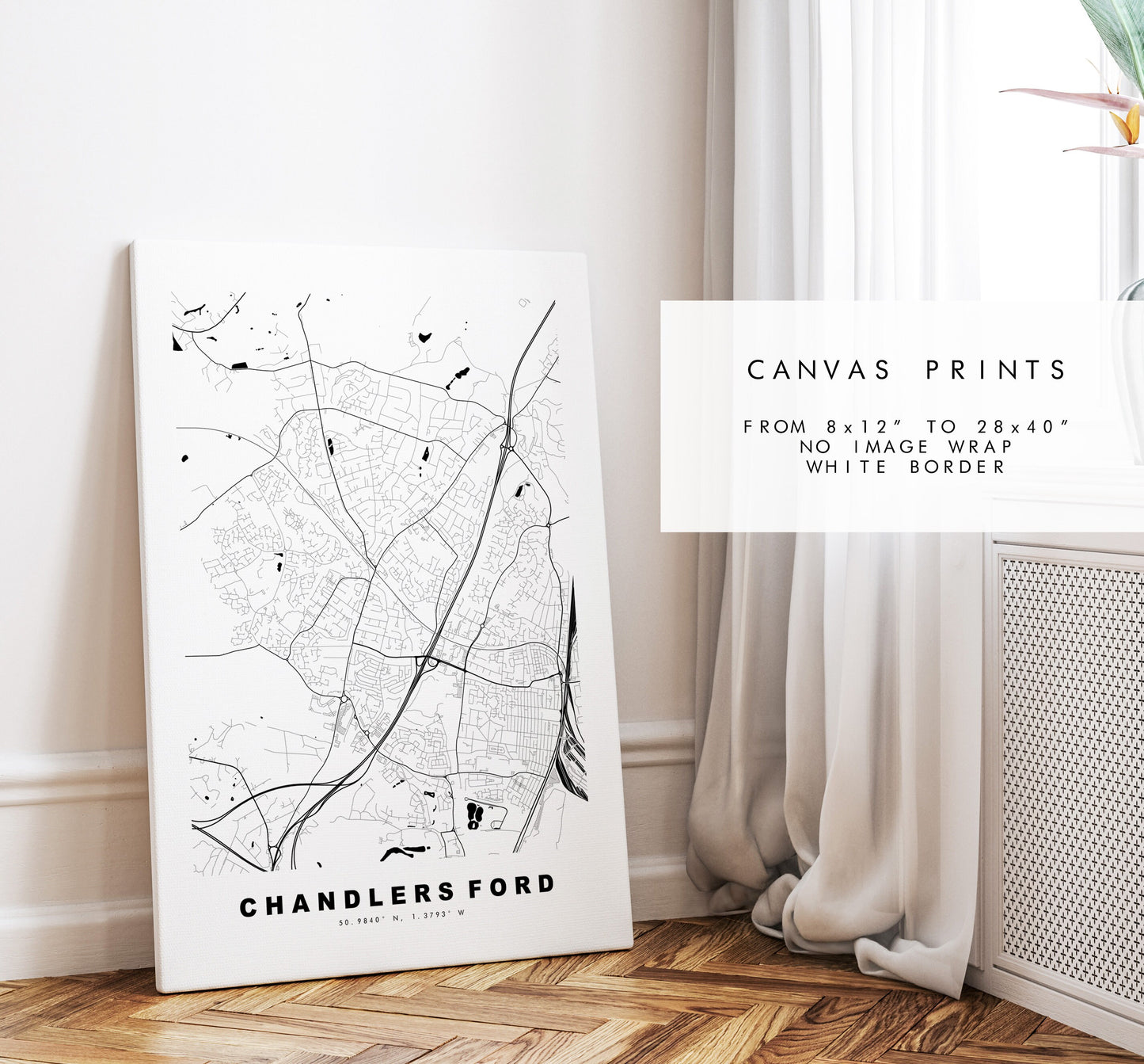 Chandlers Ford Map Print - Minimalist City Map Poster - Map Art - UK - Chandlers Ford - Chandlers Ford Poster - Different Colours Available