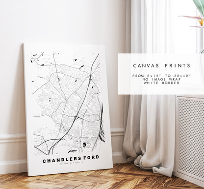 Chandlers Ford Map Print - Minimalist City Map Poster - Map Art - UK - Chandlers Ford - Chandlers Ford Poster - Different Colours Available