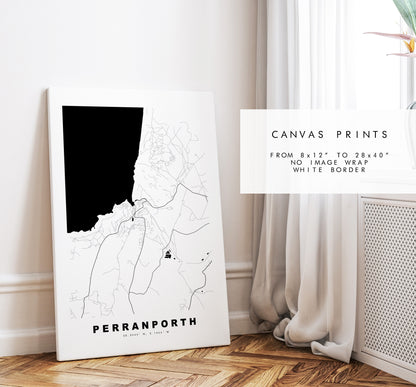 Perranporth Map Print - Minimalist City Map Poster - Map Art - UK - Perranporth Print - Perranporth Poster - Different Colours Available