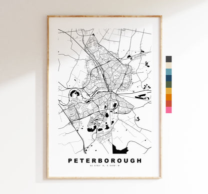 Peterborough Map Print - Minimalist City Map Poster - Map Art - UK - Peterborough Print - Peterborough Poster - Different Colours Available