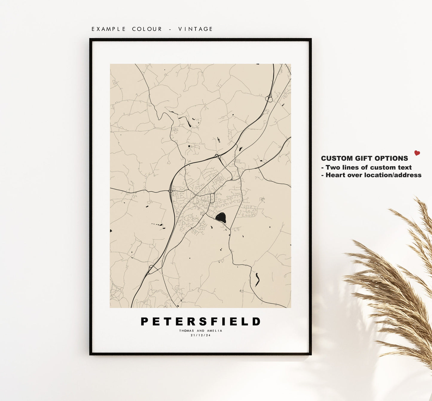 Petersfield Map Print - Minimalist City Map Poster - Map Art - UK - Petersfield Print - Petersfield Poster - Different Colours Available