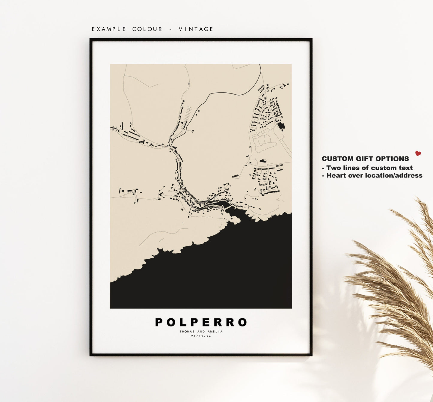 Polperro Map Print - Minimalist City Map Poster - Map Art - UK - Polperro Print - Polperro Poster - Different Colours Available