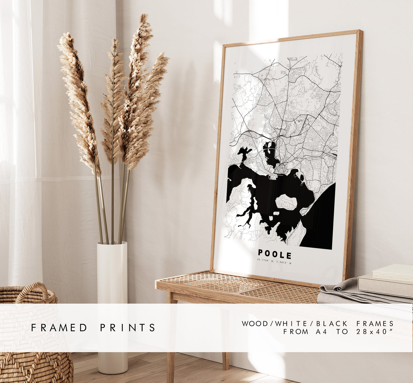 Poole Map Print - Minimalist City Map Poster - Map Art - UK - Poole Print - Poole Poster - Different Colours Available