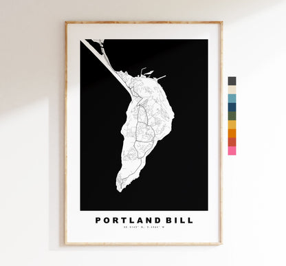 Portland (UK)  Map Print - Minimalist City Map Poster - Map Art - UK - Portland Bill Print - Portland Poster - Different Colours Available