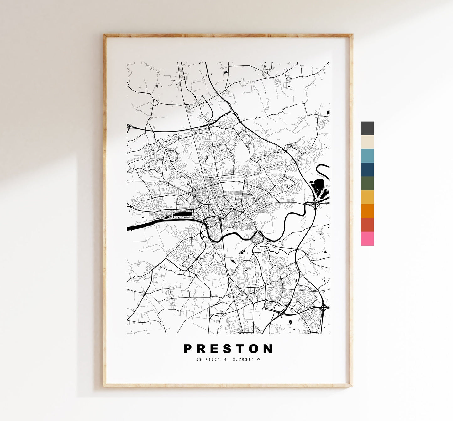 Preston Map Print - Minimalist City Map Poster - Map Art - UK - Preston Print - Preston Poster - Different Colours Available