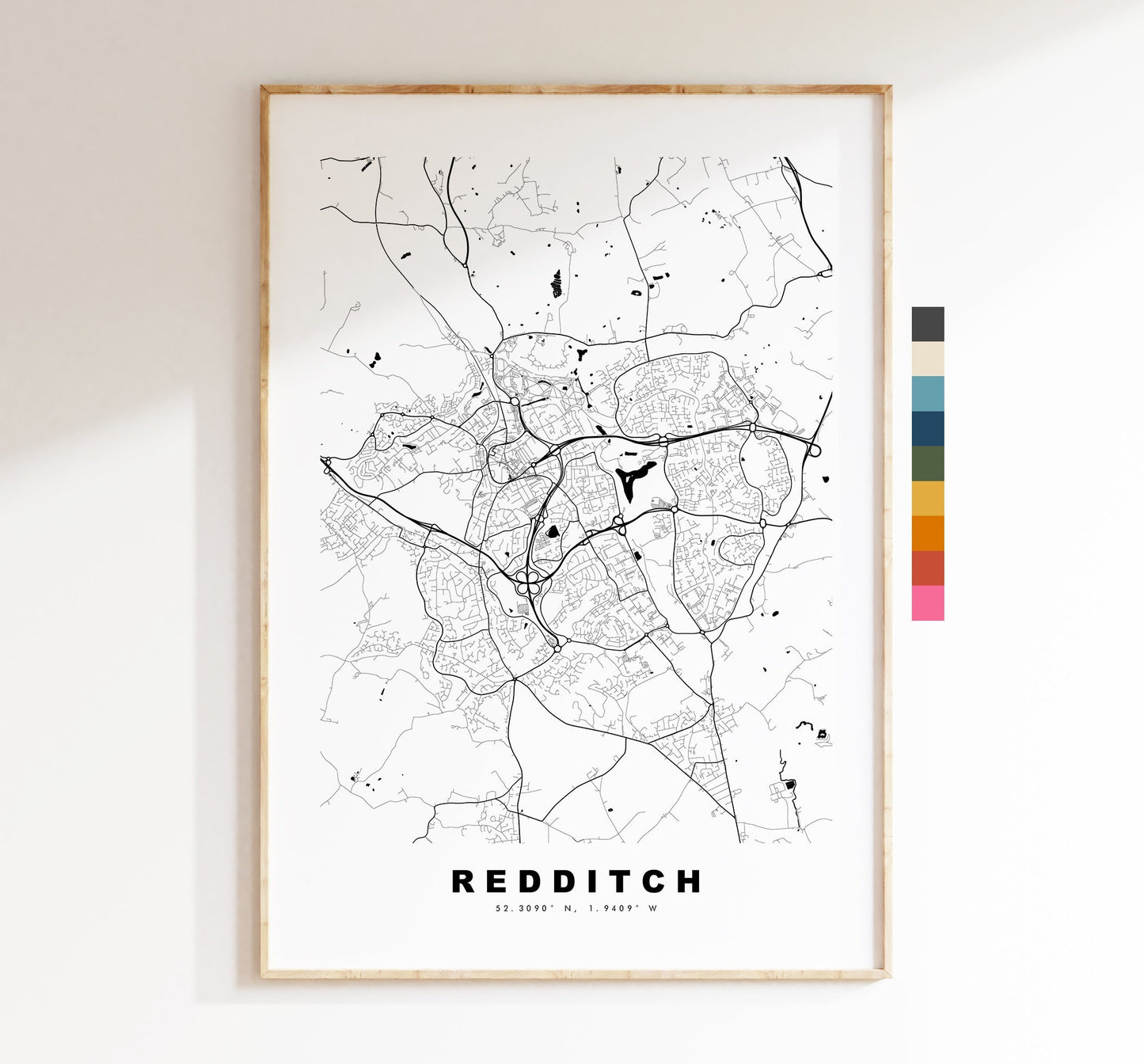 Redditch Map Print - Minimalist City Map Poster - Map Art - UK - Redditch Print - Redditch Poster - Different Colours Available