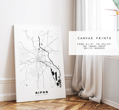 Ripon Map Print - Minimalist City Map Poster - Map Art - UK - Ripon Print - Ripon Poster - Different Colours Available