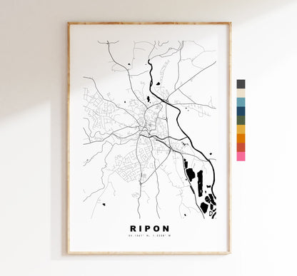 Ripon Map Print - Minimalist City Map Poster - Map Art - UK - Ripon Print - Ripon Poster - Different Colours Available