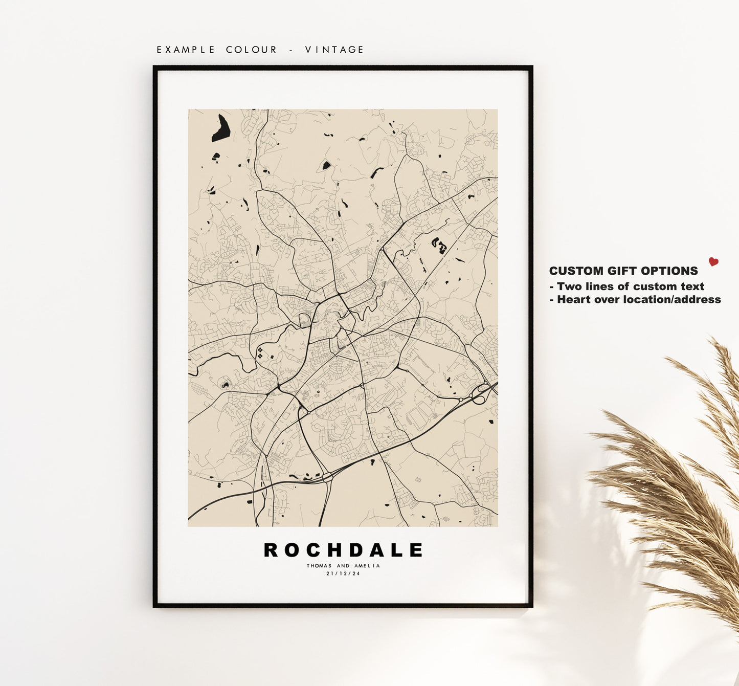 Rochdale Map Print - Minimalist City Map Poster - Map Art - UK - Rochdale Print - Rochdale Poster - Different Colours Available