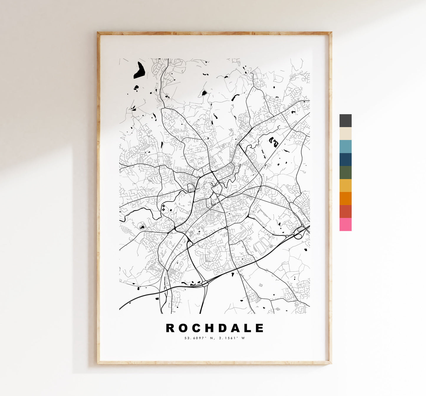 Rochdale Map Print - Minimalist City Map Poster - Map Art - UK - Rochdale Print - Rochdale Poster - Different Colours Available