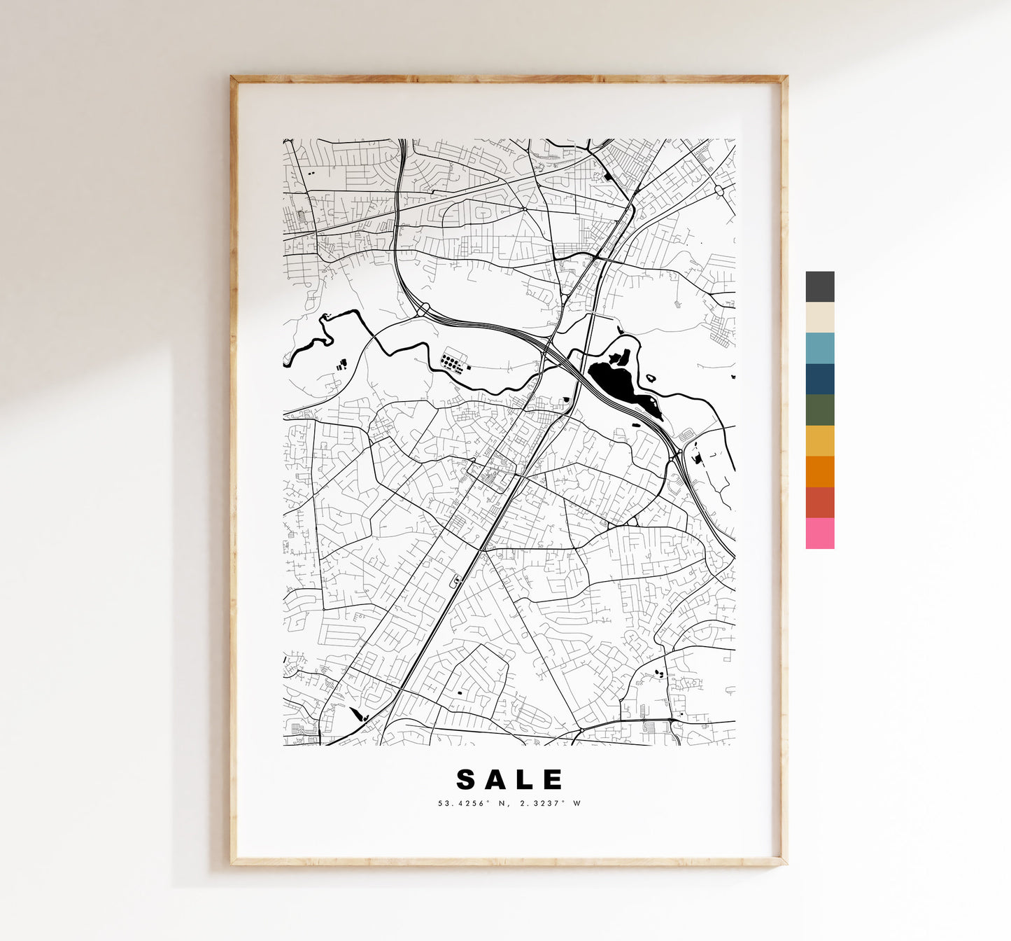 Sale Map Print - Minimalist City Map Poster - Map Art - UK - Sale Print - Sale Manchester - Poster - Different Colours Available