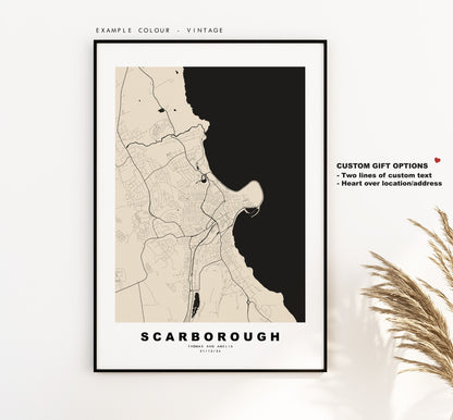 Scarborough Map Print - Minimalist City Map Poster - Map Art - UK - Scarborough Print - Scarborough Poster - Different Colours Available