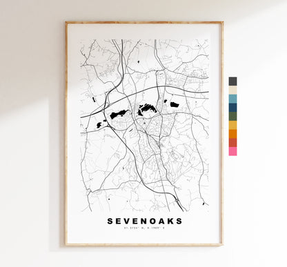 Sevenoaks Map Print - Minimalist City Map Poster - Map Art - UK - Sevenoaks Print - Sevenoaks Poster - Different Colours Available