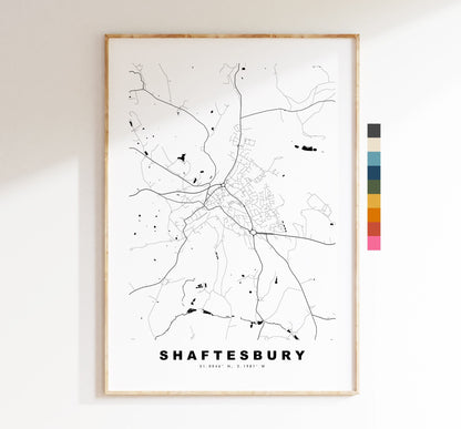 Shaftesbury Map Print - Minimalist City Map Poster - Map Art - UK - Shaftesbury Print - Shaftesbury Poster - Different Colours Available