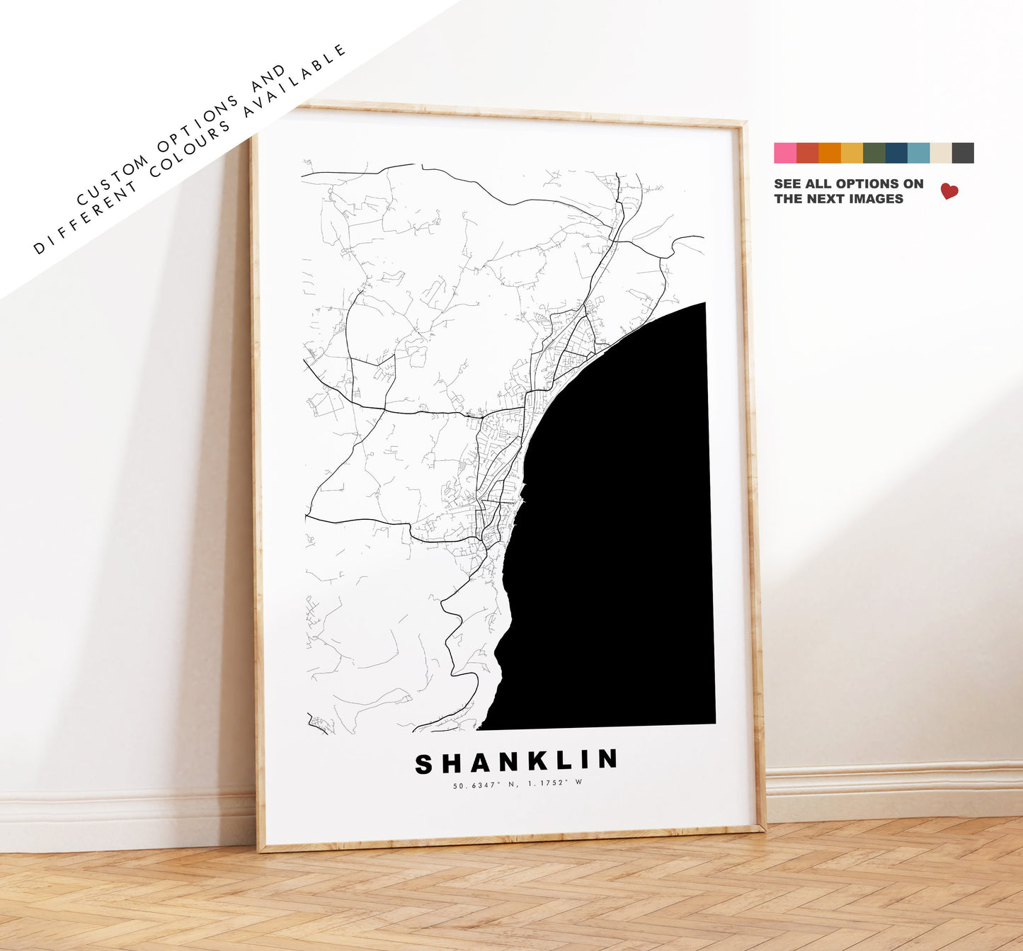 Shanklin Map Print - Minimalist City Map Poster - Map Art - UK - Shanklin Print - Shanklin Poster - Different Colours Available