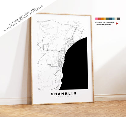 Shanklin Map Print - Minimalist City Map Poster - Map Art - UK - Shanklin Print - Shanklin Poster - Different Colours Available