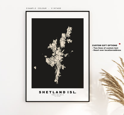 Shetland Map Print - Minimalist City Map Poster - Map Art - UK - Shetland Islands Print - Shetland Poster - Different Colours Available