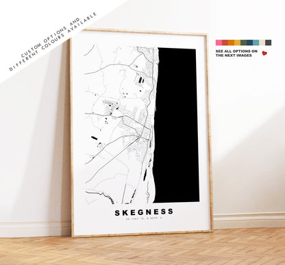 Skegness Map Print - Minimalist City Map Poster - Map Art - UK - Skegness Print - Skegness Poster - Different Colours Available